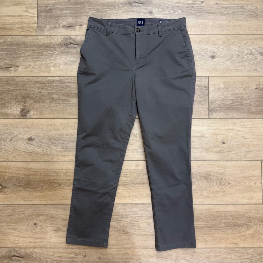GAP Relaxed Girlfriend Chino Pants Gray Side Stripe Size 10 Womens Casual Gorp
